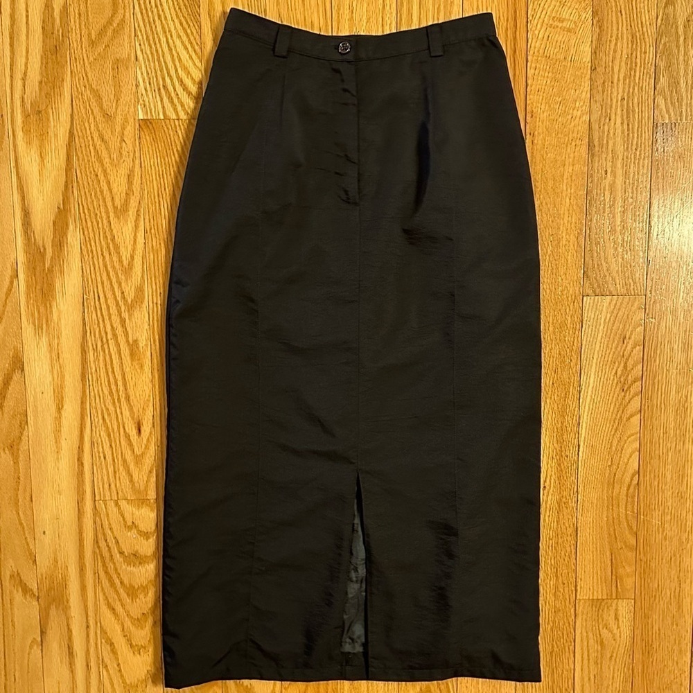 Jacqueline Riu High Waisted Midi Pencil Skirt Classic Black Sz 36- 24” waist